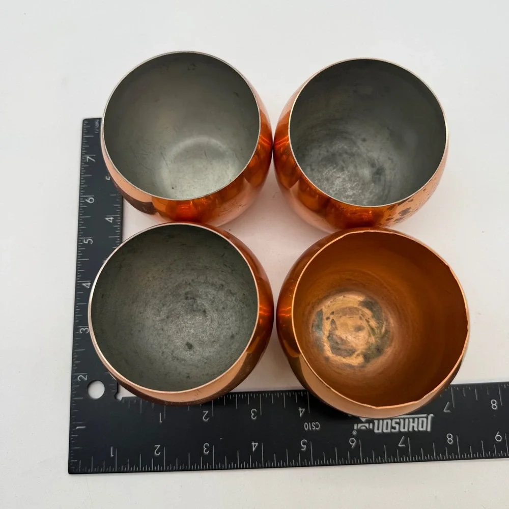 Vintage Coppercraft Guild Copper Cups Set of 4 Round roly poly Barware Tumblers